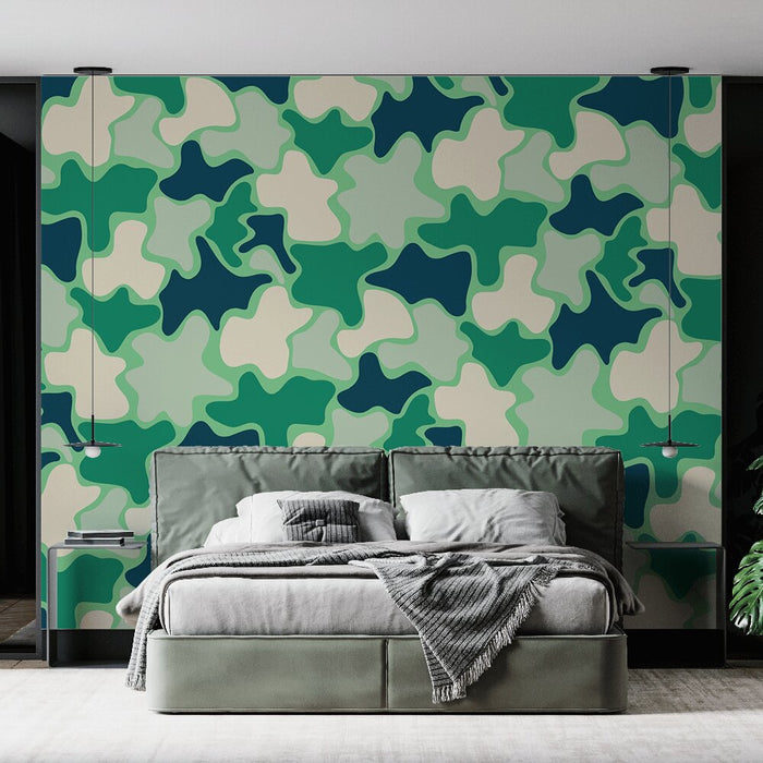 Papier peint camouflage | Tendance Verte et Crème