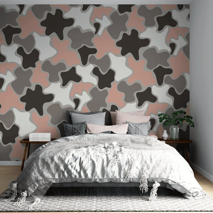 Papier peint camouflage abstrait | Design multicolore pastel