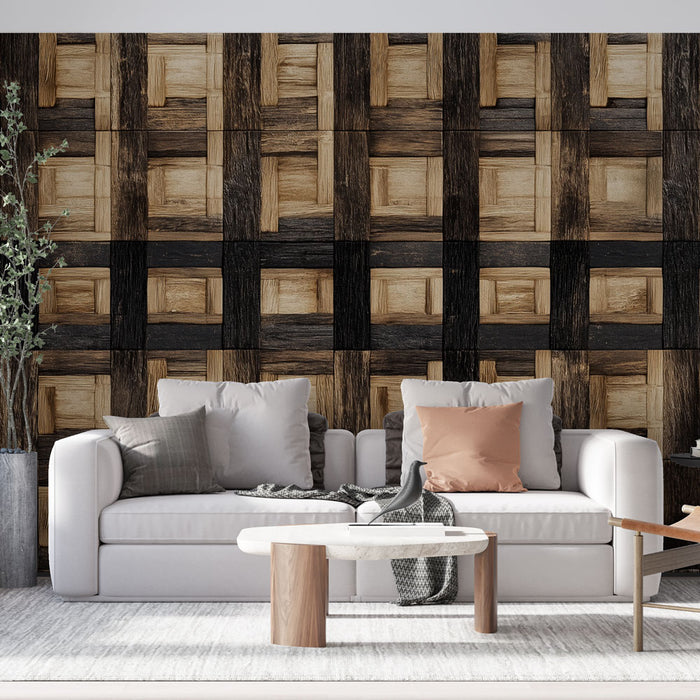 Papier peint tressage bois | Effet rustique et naturel