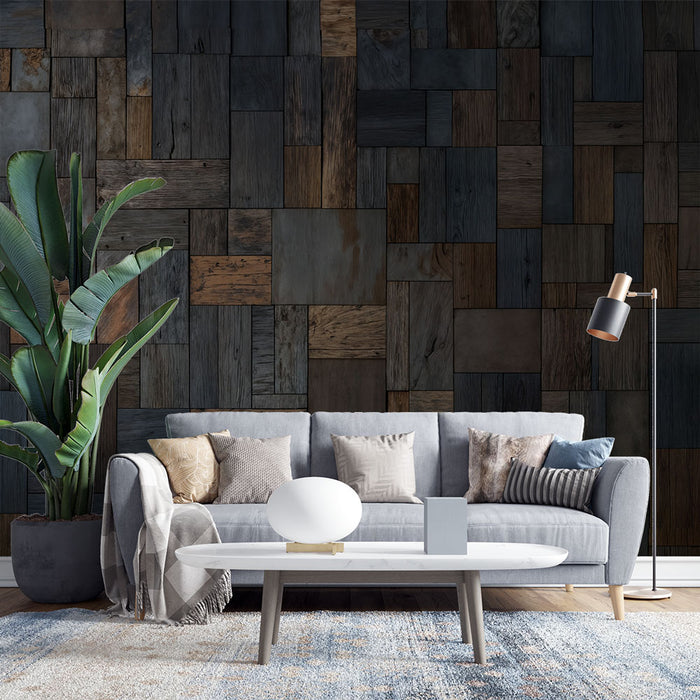 Papier peint bois vieilli | Assemblage rustique et moderne