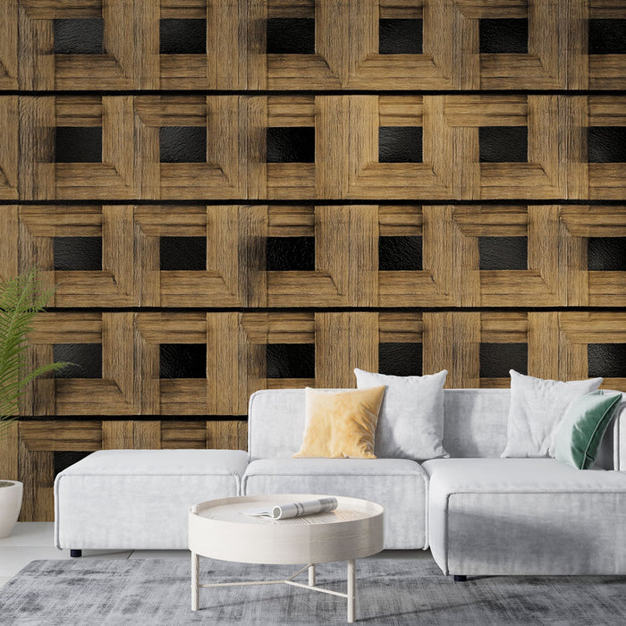 Papier peint bois géométrique | Design rustique et moderne