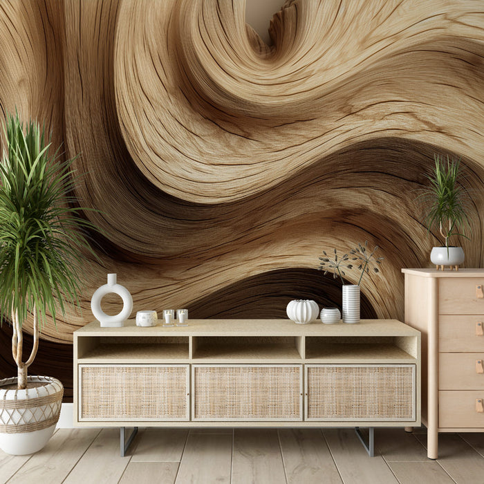 Papier peint effet bois | Tourbillons organiques