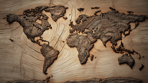 Carte du Monde en Bois Décoration Murale Élégante