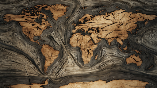 Papier peint Carte du Monde Design Artistique en Bois
