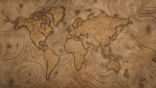 Papier peint carte du monde en bois Décor mural en relief