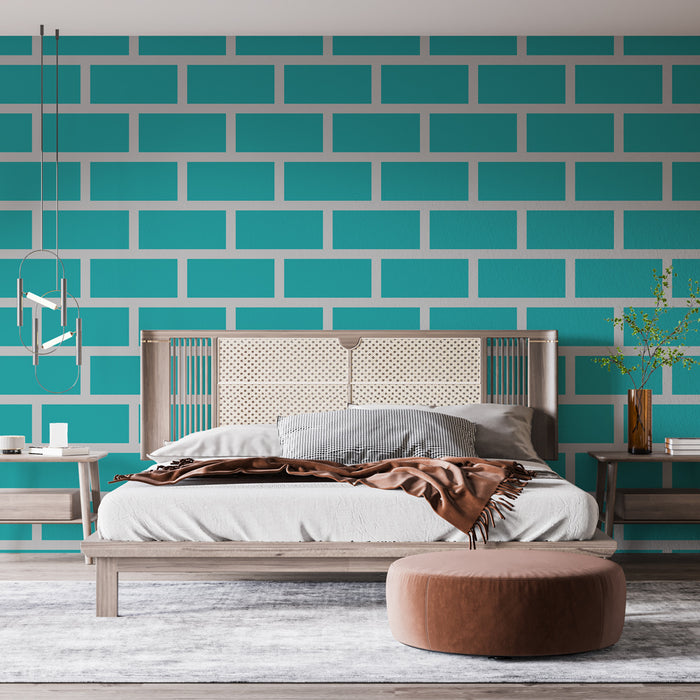 Papier peint briques turquoise | Design moderne et épuré