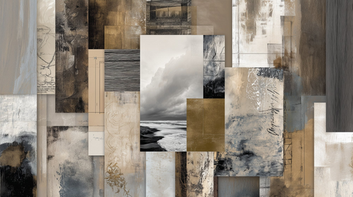 Papier peint artistique Collage moderne en tons neutres