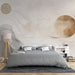 Papier peint mural abstrait beige et brun avec motifs géométriques pour chambre moderne