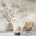 Papier peint beige avec vase et fleurs pour salon moderne et élégant