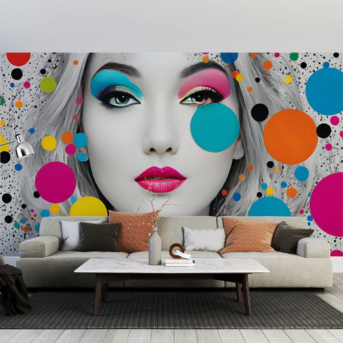 Papier peint pop art | Portrait multicolore moderne