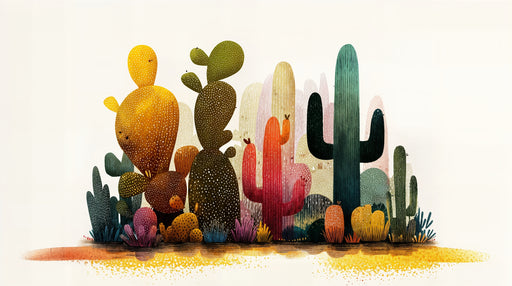 Papier peint cactus Illustration colorée et moderne