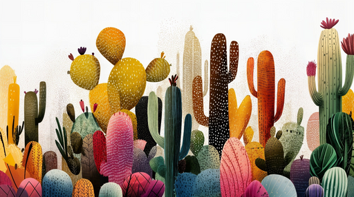 Papier peint cactus Un arc-en-ciel botanique moderne