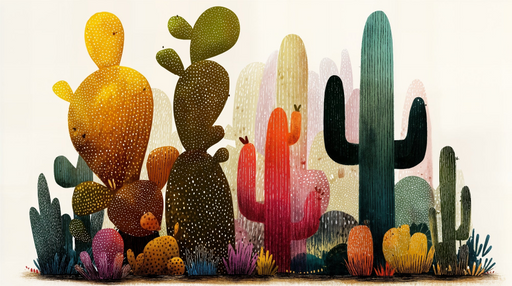 Papier peint cactus Design coloré et moderne