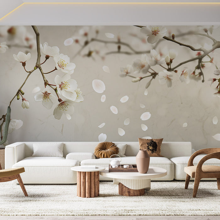 Papier peint zen | Fleurs de cerisiers blanches
