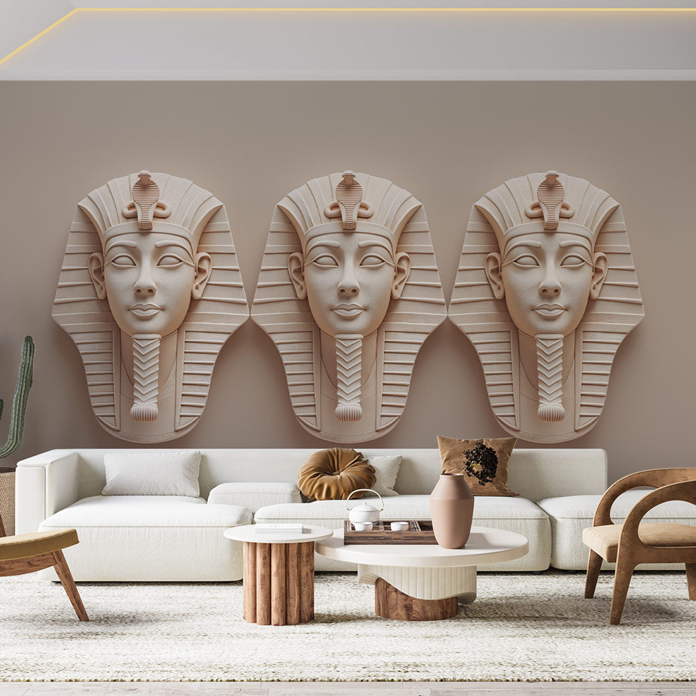 Chemin De Table égyptien - Symboles De Pharaons Noirs Et Dorés - Pour