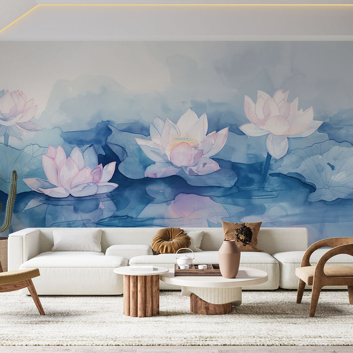 Papier peint zen | Fleurs de lotus pastel
