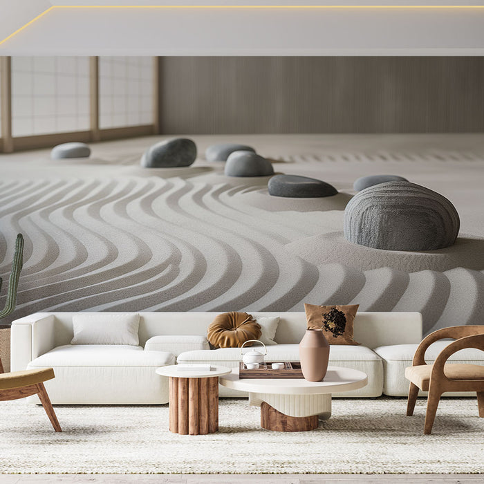 Papier peint zen | Jardin japonais sable et pierres