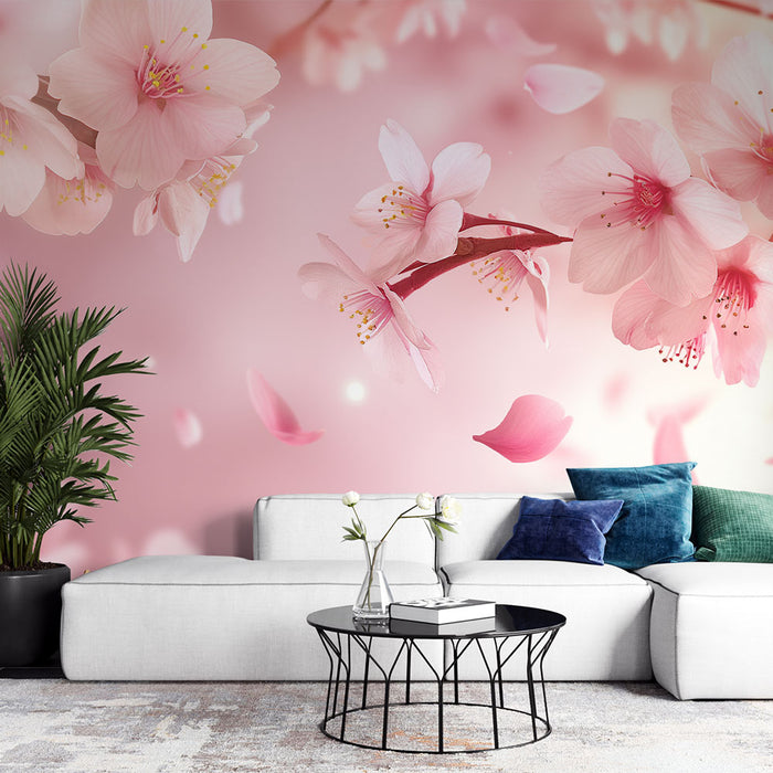 Papier peint zen | Fleurs de cerisiers à la loupe