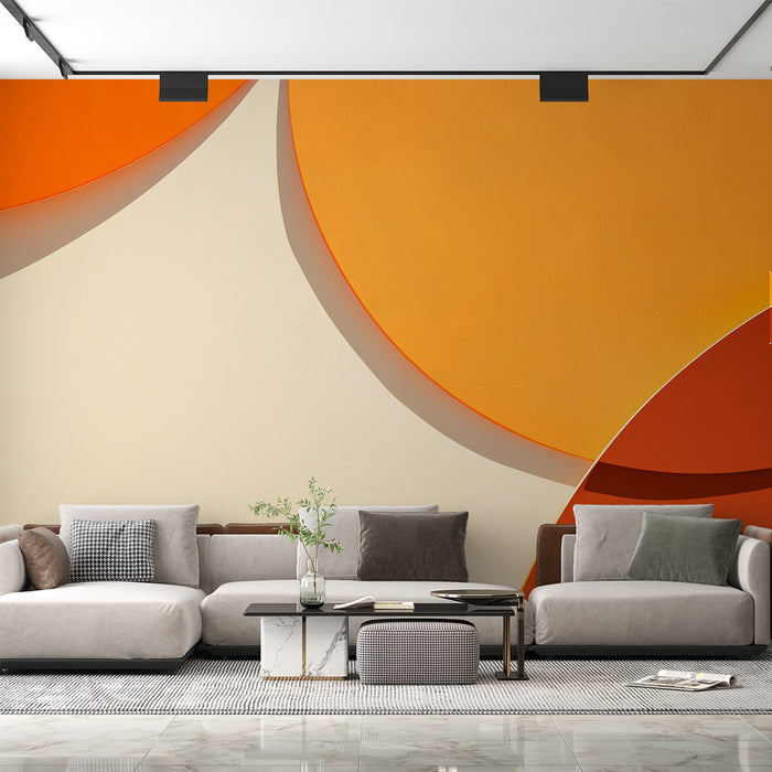 Papier peint contemporain | Cercles oranges
