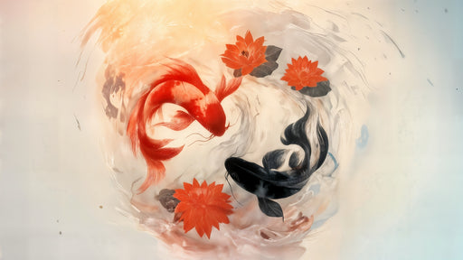 Papier peint carpes Koi Harmonie de Yin et Yang