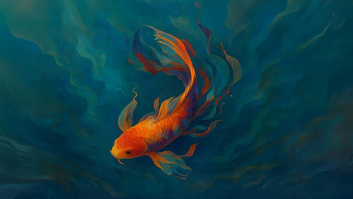 Papier peint Poisson Koi Éclat Orange et Bleu
