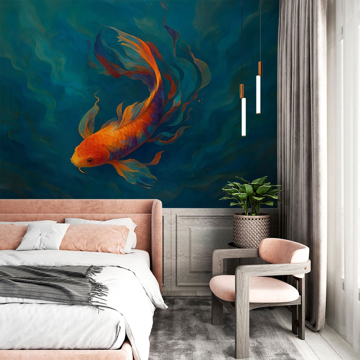 Papier peint Poisson Koi | Éclat Orange et Bleu