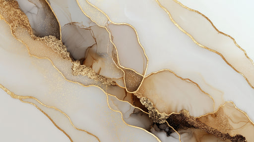 Papier peint marbré Luxe doré et beige