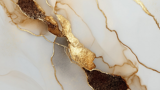 Papier peint marbré Luxe doré et blanc