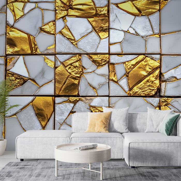 Papier peint mosaïque dorée | Design luxueux et moderne