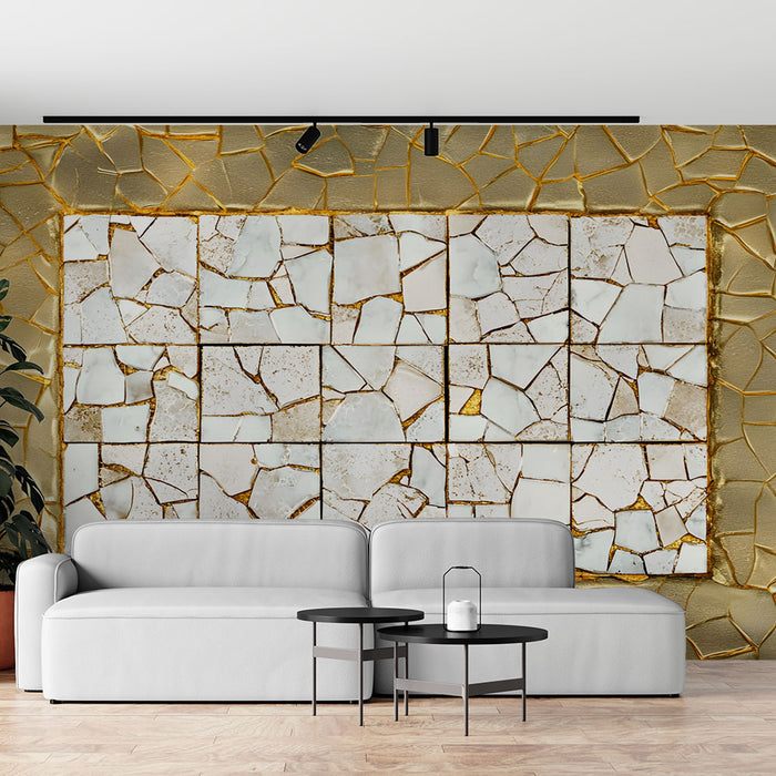 Papier peint mosaïque dorée | Élégance et Luxe