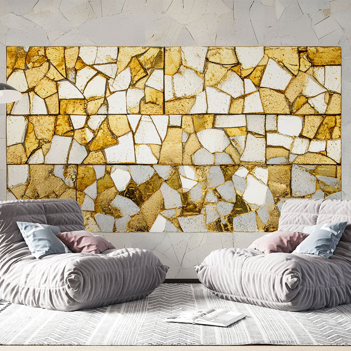 Papier peint mosaïque dorée | Élégance artistique