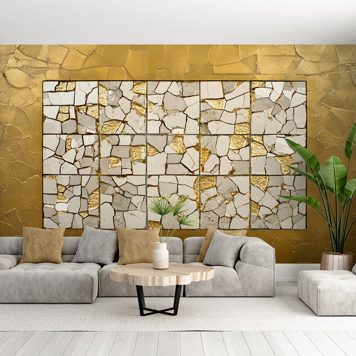Papier peint mosaïque dorée | Élégance contemporaine