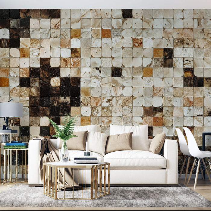 Papier peint mosaïque | Motif en marbre naturel