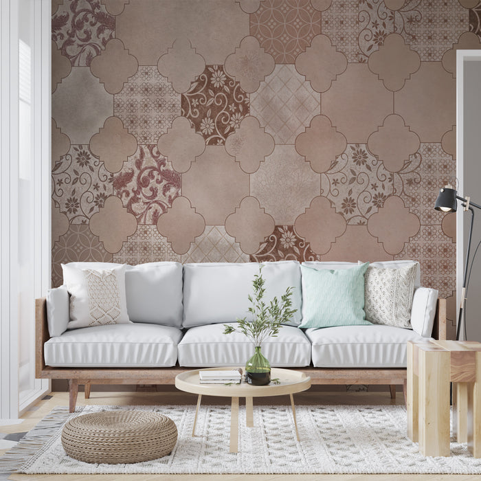 Papier peint vintage | Motifs géométriques et floraux