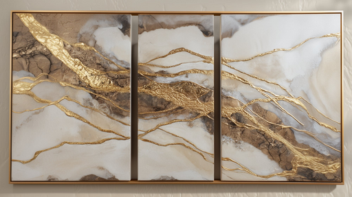 Papier peint abstrait Éclats dorés avec nuances brunes