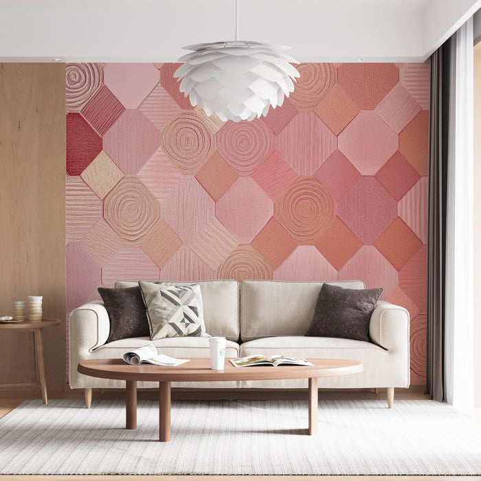 Papier peint géométrique | Nuances de rose