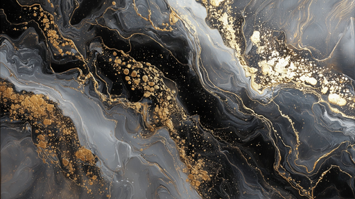 Papier peint marbré Noir et Or Élégant