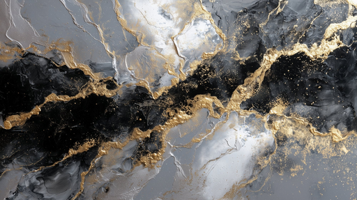 Papier peint abstrait Noir, Or et Blanc