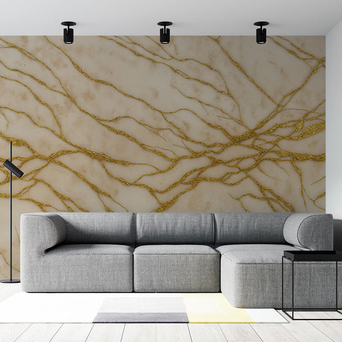 Papier peint marbré doré | Élégance luxueuse