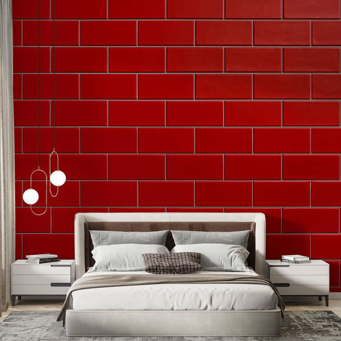 Papier peint brique rouge | Style industriel moderne