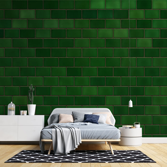 Papier peint briques vertes | Style moderne et élégant