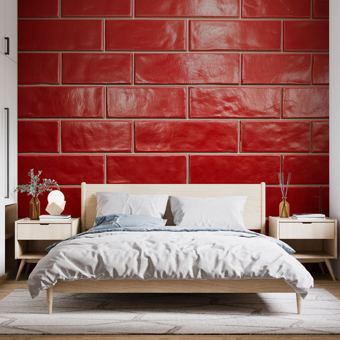 Papier peint effet brique rouge | Mur texturé moderne