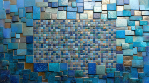 Papier peint mosaïque bleue Éclat de couleurs maritimes