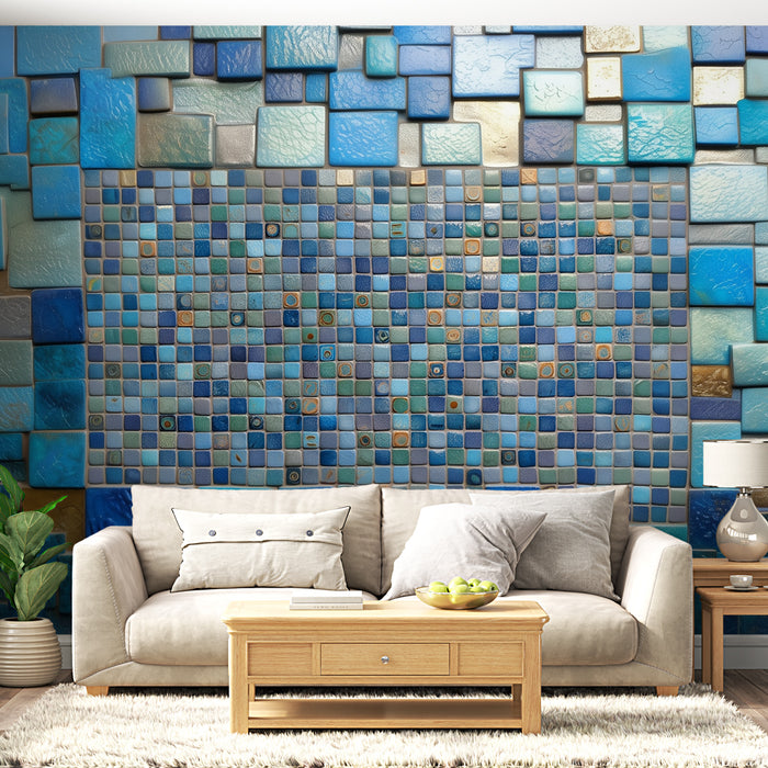 Papier peint mosaïque bleue | Éclat de couleurs maritimes