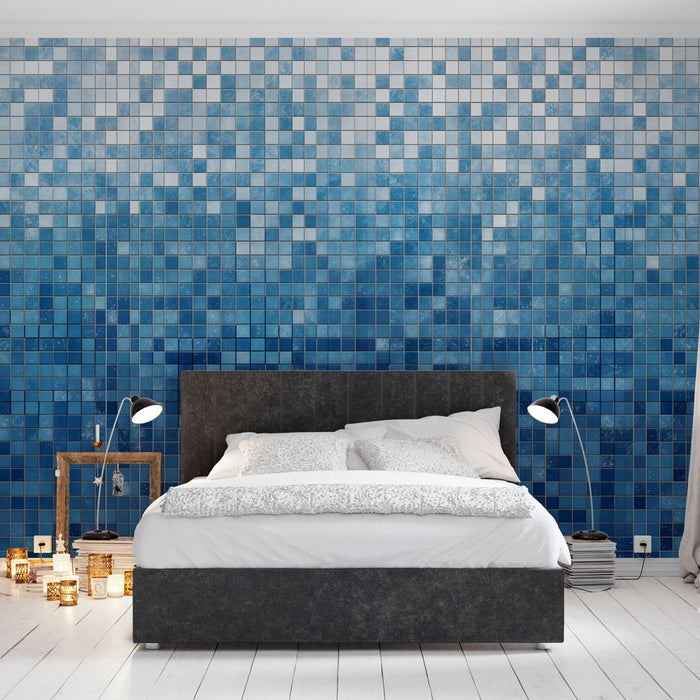 Papier peint mosaïque bleu | Dégradé moderne et artistique