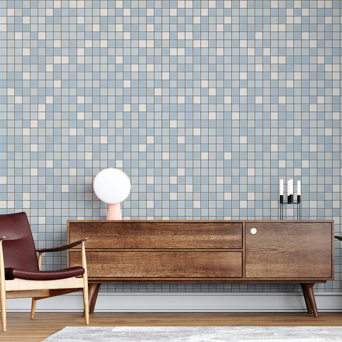 Papier peint mosaïque bleu | Décoration moderne et épurée