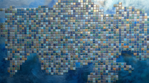 Papier peint mosaïque bleu Design artistique moderne