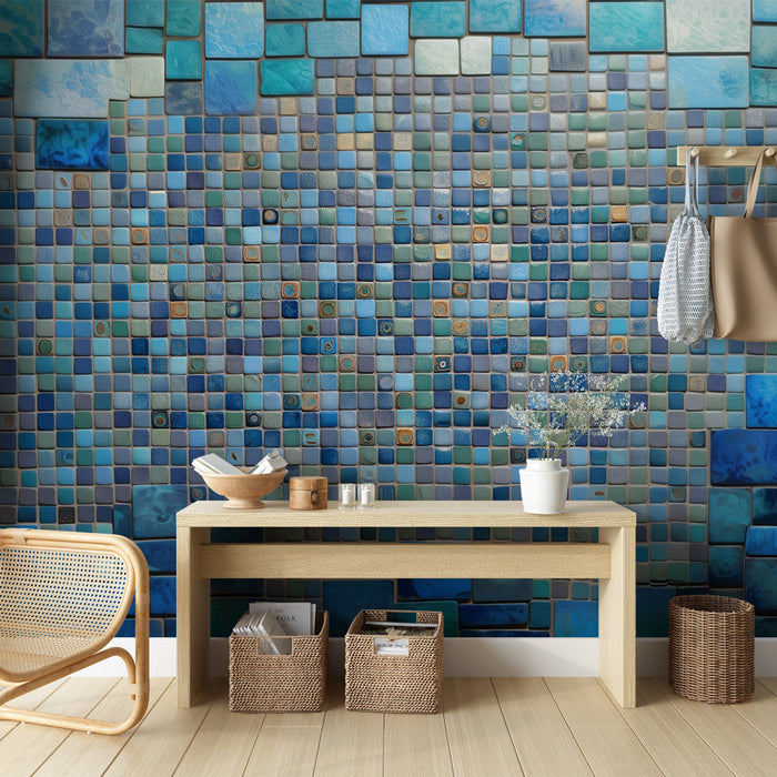 Papier peint mosaïque bleu | Carreaux de style océan