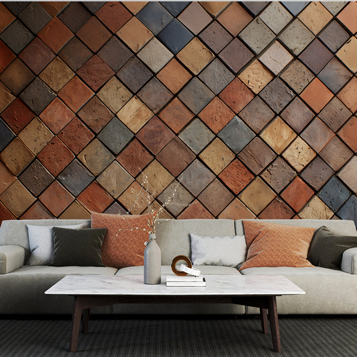 Papier peint mosaïque | Texture en briques rouges et brunes