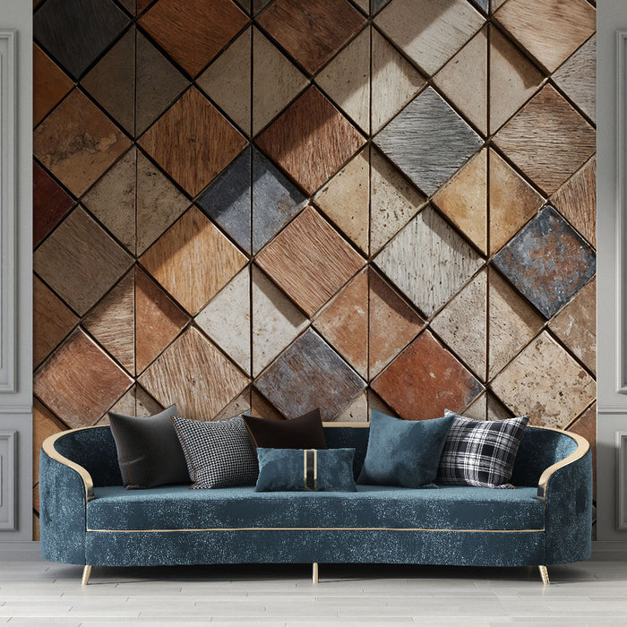 Papier peint mosaïque | Design géométrique en terre cuite